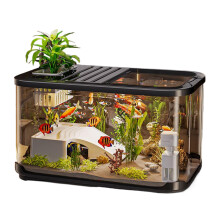 Fish Aquarium Ventilation Holes Aquarium Kits Turtle Container With Stairs Aquatic Life Landscaping Freshwater Gravel