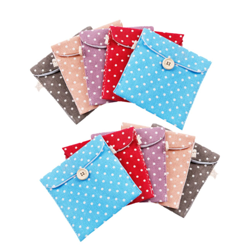 Sanitary Napkin Storage Bag 10Piece Set Compact Portable Pouch For Women Random Color