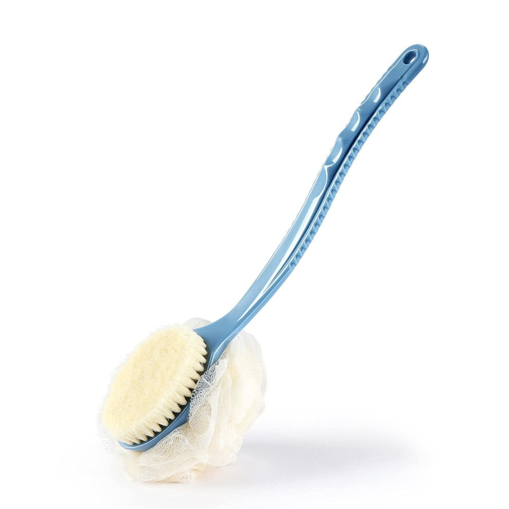 Pumpkin Loofah Shower Body Brush, Long Handle Back Scrubber For Wet Or Dry Massage, Stimulates Blood Circulation With Anti-Slip Curved Handle And Eas