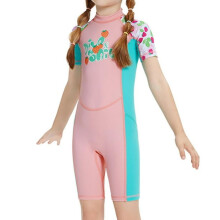 UV Protection Kids Swimming Suit, Neoprene Suit With UPF 50 Sun Protection And Wear Protection, Quick-Dry Short Sleeve Wetsuit With Flatlock Stitch
