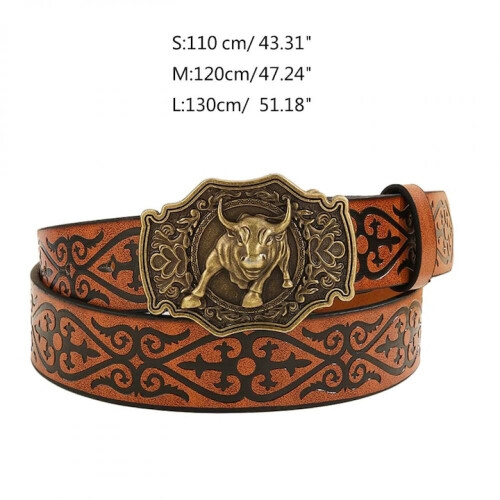 Ζώνη από δέρμα PU Western Cowboy, ρυθμιζόμενο λουράκι μέσης με λουλουδάτη χάραξη και 2