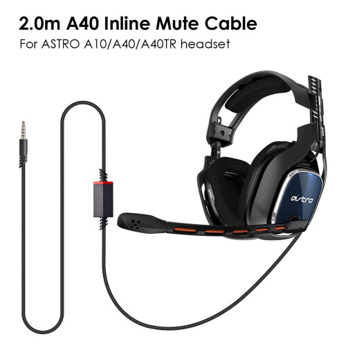 Gaming Headset Audio Cable Replacement, Nylon Braided Cable with 3.5mm Connectors, Inline Mute Function for Astro A40 A40TR A10, Compatible with PS5 1