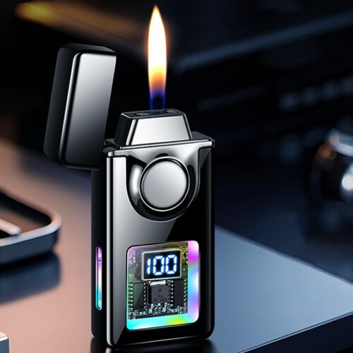 2025 Neues Upgrade Creative Dual Flame Windproof Lighter MultiMode Ignition DoubleFlame Gas Lighter BlackB 2