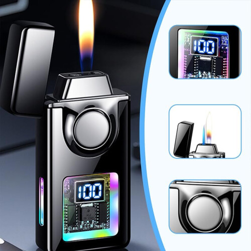 2025 Neues Upgrade Creative Dual Flame Windproof Lighter MultiMode Ignition DoubleFlame Gas Lighter BlackB 1
