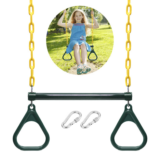 Heavy Duty 47'' Trapeze Swing Set with Adjustable Chains 220.5 lb Max