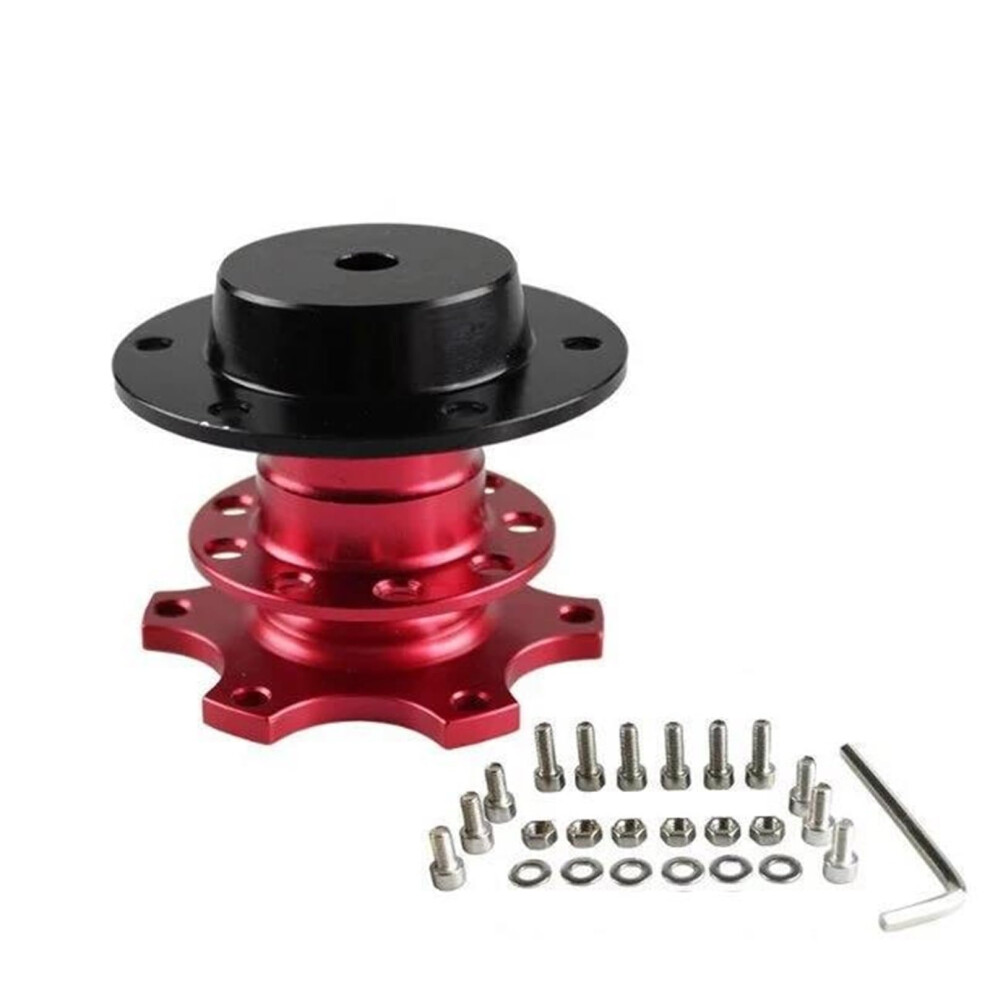 6 Hole Steering Wheel Hub Adapter With Quick Release Boss Kit For Enhanced Stability Red 9094768684863