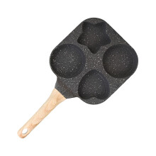 Pan for Eggs 4Cup Pancake Pan Ergonomic Handle Egg Skillet Omelette Pan Indoor Outdoor Black