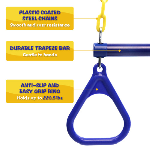 Heavy Duty 47'' Trapeze Swing Set with Adjustable Chains 220.5 lb Max 1