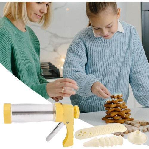 Cookie Press for Baking with 16 Discs and 6 Icing Tips, Durable Stainless Steel Spritz Set 1