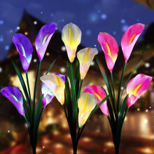 Aloudy Solar Garden Pile Lights, 3 packs of light waterproof solar lights, 7 colors