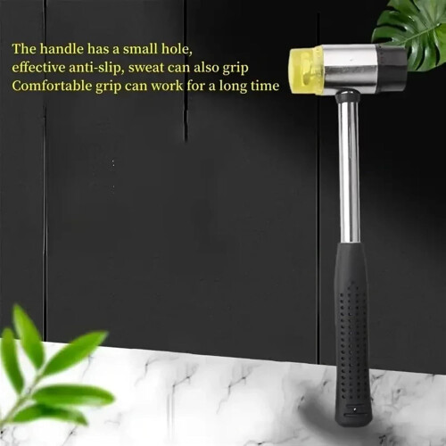 Double Face Soft Touch Hammer Leather DIY Tool Set - 2pcs Rubber Hammer with Black Plastic Coated Grip 2