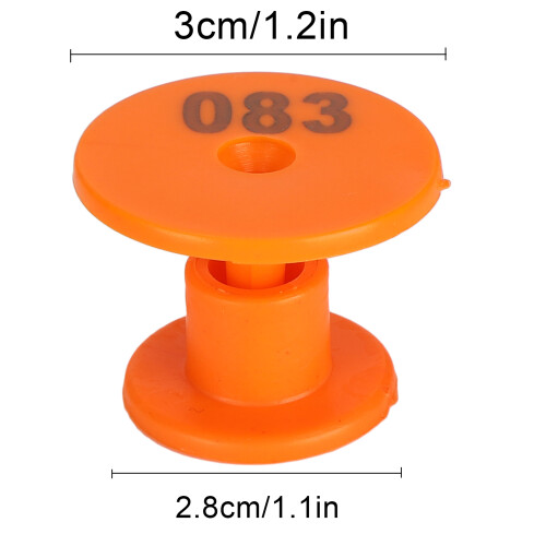 100PCS Orange Plastic Sheep Ear Tag Number Markers Identification Cards 2