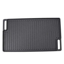 Pre Seasoned Cast Iron Reversible Grill Griddle Nonstick Rectangular Pan For Stovetop Oven Campfire 1.5cm Thick 4330g