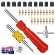 saerryor 33 Pcs Car Bike Tyre Valve Removal Tool Set,Tyre Valve Core Tool Kit with Dual & Single Head Valve Core Remover for Car Motorcycle Bicycle