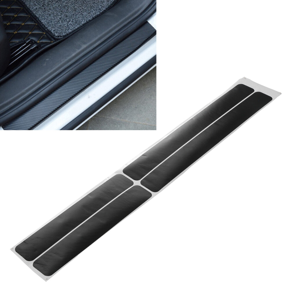 4Pcs 3D Carbon Fiber Car Door Sill Cover Protectors Anti Scratch Guard 8491378128588
