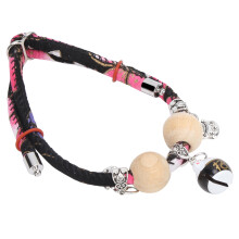 Adjustable Black Cotton Rabbit Collar with Bell & Pendants for Small Pets