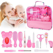 Kit de Higiene para Recém-Nascidos, Conjunto Portátil de Viagem para Cuidados com o Bebê, Incluindo Escova de Dentes de Dedo Segura e Tesoura de