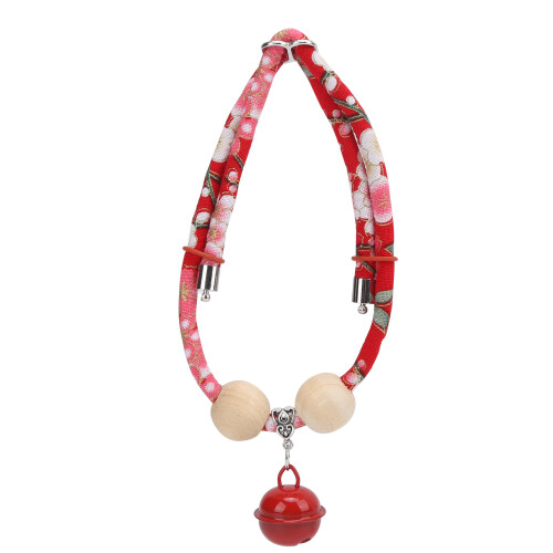 Red Cotton Adjustable Rabbit Collar with Bell Pendant for Small Animals L 1