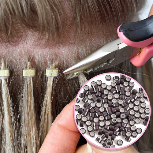 Εργαλεία styling με φτερά: Κιτ 4 τεμαχίων για extensions μαλλιών Micro Link με πένσα με καμπύλη 2