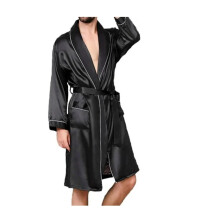 Silky Soft Bathrobe for Men, Mulberry Silk Robe Lightweight Kimono with V-Neck Design, Adjustable Waist Belt and Deep Side Pockets, Skin-Friendly