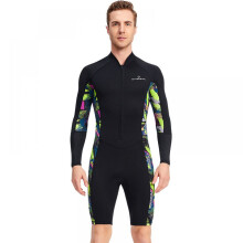 High Elasticity Wetsuit for Active Users, Tight Body Shape Shorty Swimwear with Stretchy and Durable Fabric, UV Protection Front Zipper Closure