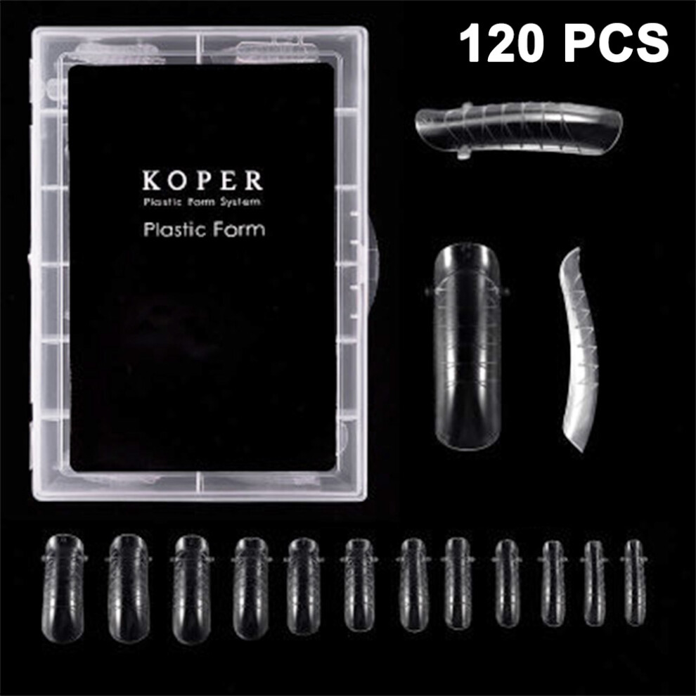 Professional Nail Art Dual Nail Forms, Easy to Use & Reusable for Salon & DIY, Full Cover False Nails with Varied Size Selection (Clear Ballerina