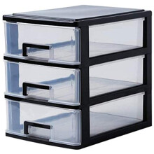 Clear Plastic Storage Drawers Tower 25x34x32 cm A4 File Organizer BPA Storage Black and Transparent 3Drawer