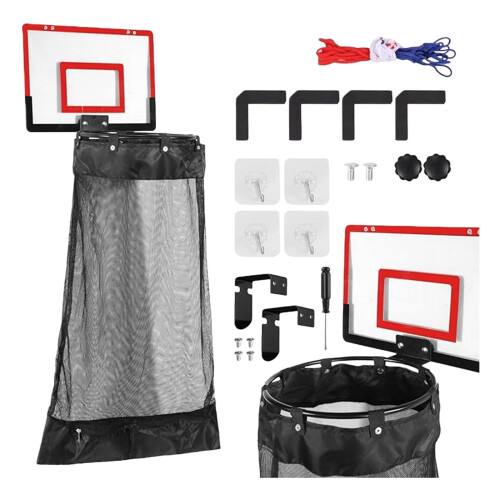 Robuster Basketball-Wäschekorb aus Holzmaterialien,-Rot