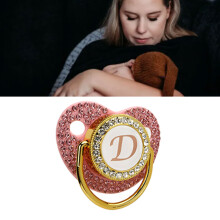 Goldener Baby-Schnuller mit Rhinestones, gebogener Silikon, für 6-18 Monate