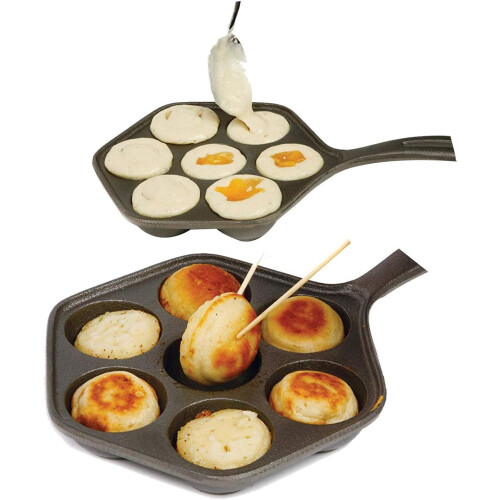 Cast Iron Aebleskiver Pan Nonstick Stuffed Pancake Maker for Danish Pancake Balls Baking 2