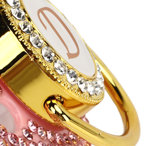 Sucette en silicone dorée légère avec rhinestones, initiale D 2