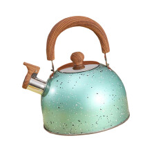 3L Whistling Stainless Steel Tea Kettle Green Stovetop Fast Boiling with Wooden Handle