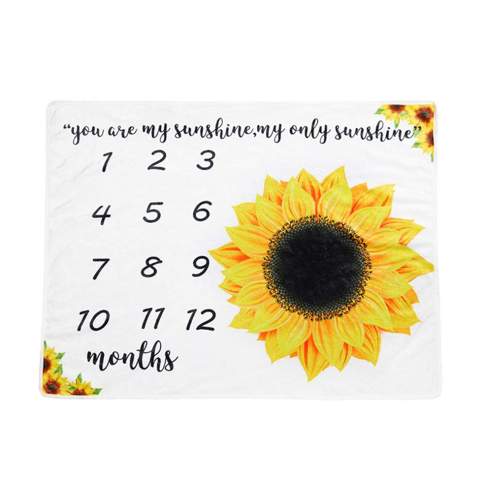 Baby Milestone Blanket Sunflowers Print Soft Flannel Monthly Blanket For Newborn Photography Backdrop Cloth