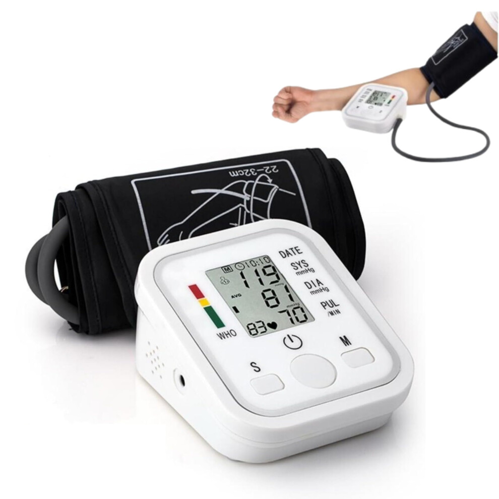 Digital Upper Arm Blood Pressure Monitor with Large LCD, 99 Memory, Adjustable Cuff, Dual Power