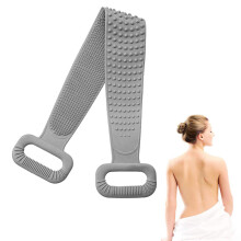 Escova corporal de silicone com cabo antiderrapante para uma pegada segura, limpeza dupla com pontos esfoliantes, secagem rápida, perfeita para a