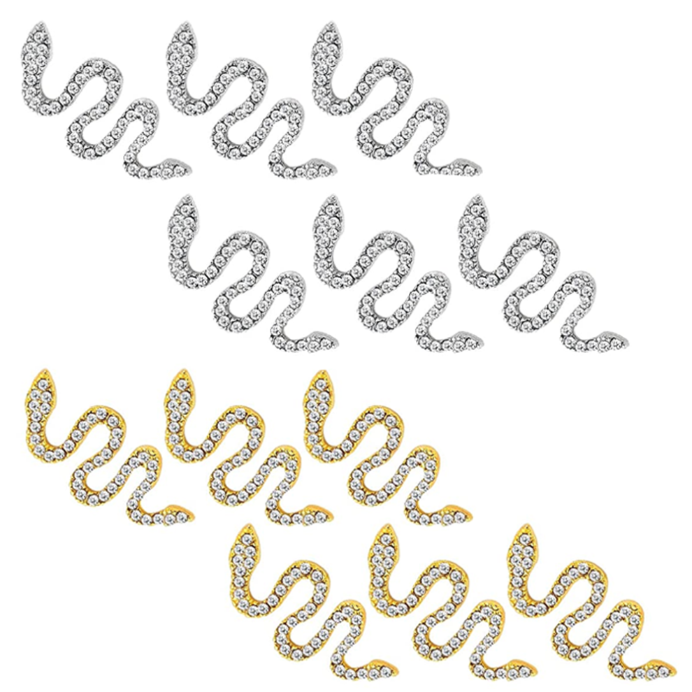 Flat Back Nail Charms Rhinestone Nail Decorations for Acrylic Nails 3D Snake Shape Alloy Studs with Durable Finish Multipurpose Decorations for Nail