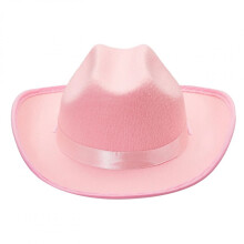 Felt Cowboy Hat for Kids, Child Size Dress Up Hat with Adjustable Strap, Fashion Pink Ribbon Border Lightweight Durable Hat for Western Themed