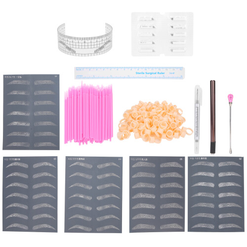 Kit de microblading compatível com produtos para cuidados com a pele, ferramentas de plástico resistente com pele de treino e acessórios de 2