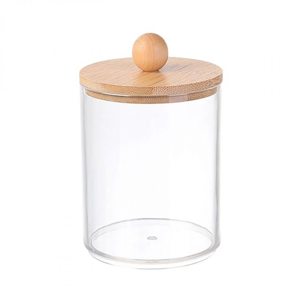 Bamboo Lid Acrylic Qtip Holder Dispenser, Clear Plastic Storage Box Cosmetic Organizer Cotton Swab Holder, Bathroom Container Vanity Makeup Storage 9165521339662