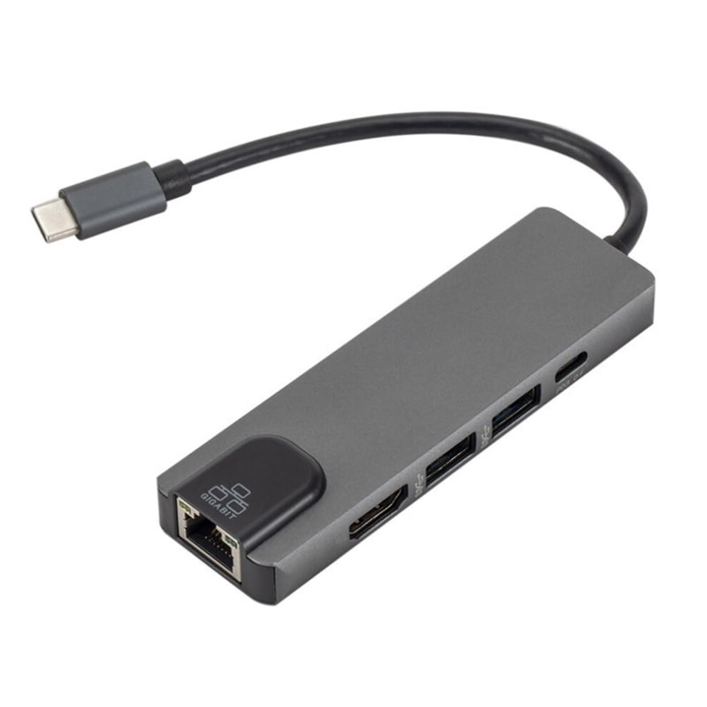Usb C Hub 5 In 1 With Gigabit Ethernet, 4K Video, Pd Charging And Dual Usb 3.0 For Laptop 9094768684306