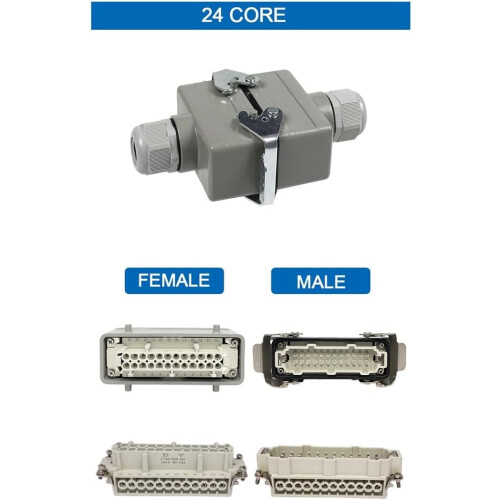 24 Core Rectangular Heavy Duty Connector Waterproof Docking Socket Connector 16A Aerospace Industry 1