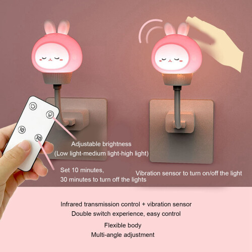 USB Bunny Night Light with Remote, 19cm, ABS+PC, 1W, DC5V 1