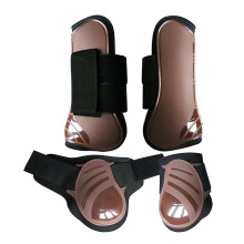 Horse Fetlock Boots for Equestrian Sports - Lightweight Brown Protective Gear for Front and Hind Legs, Size M, 2 Pairs