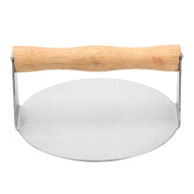 Smash Burger Press with Wooden Handle, Heavy Duty Stainless Steel Grill Press for Even Cooking