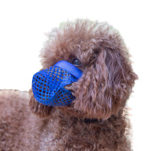 Dog Muzzle Soft Mesh Breathable Adjustable For Dogs Allows Panting Large Breathing Hole Elastic Buckle Blue XS