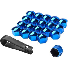 20 Pcs 21mm Blue Hexagonal Wheel Nut Caps for Ford, Durable Lug Covers Protect and Enhance Wheels