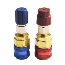 R134A Quick Coupler Set Low Side with Blue Red Caps, 180 AC Manifold Gauge Adapter