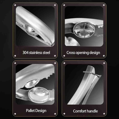 304 Stainless Steel Nutcracker with Ergonomic Rounded Handle for Efficient Walnut and Chestnut Opening 2