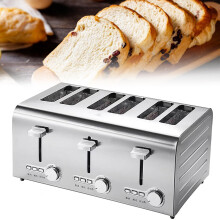 Commercial Stainless Steel 4 Slice Toaster with ExtraWide Slots, 7 Browning Levels,  Lift Lever