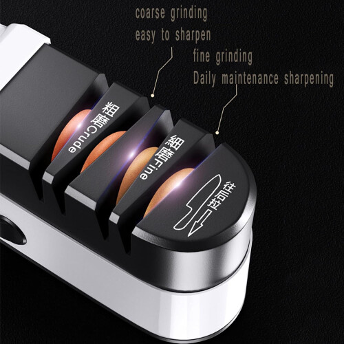 Electric Knife Sharpener 20W 2Stage Sharpening System With Diamond Grinding Guides USB Rechargeable OneButton Start 1